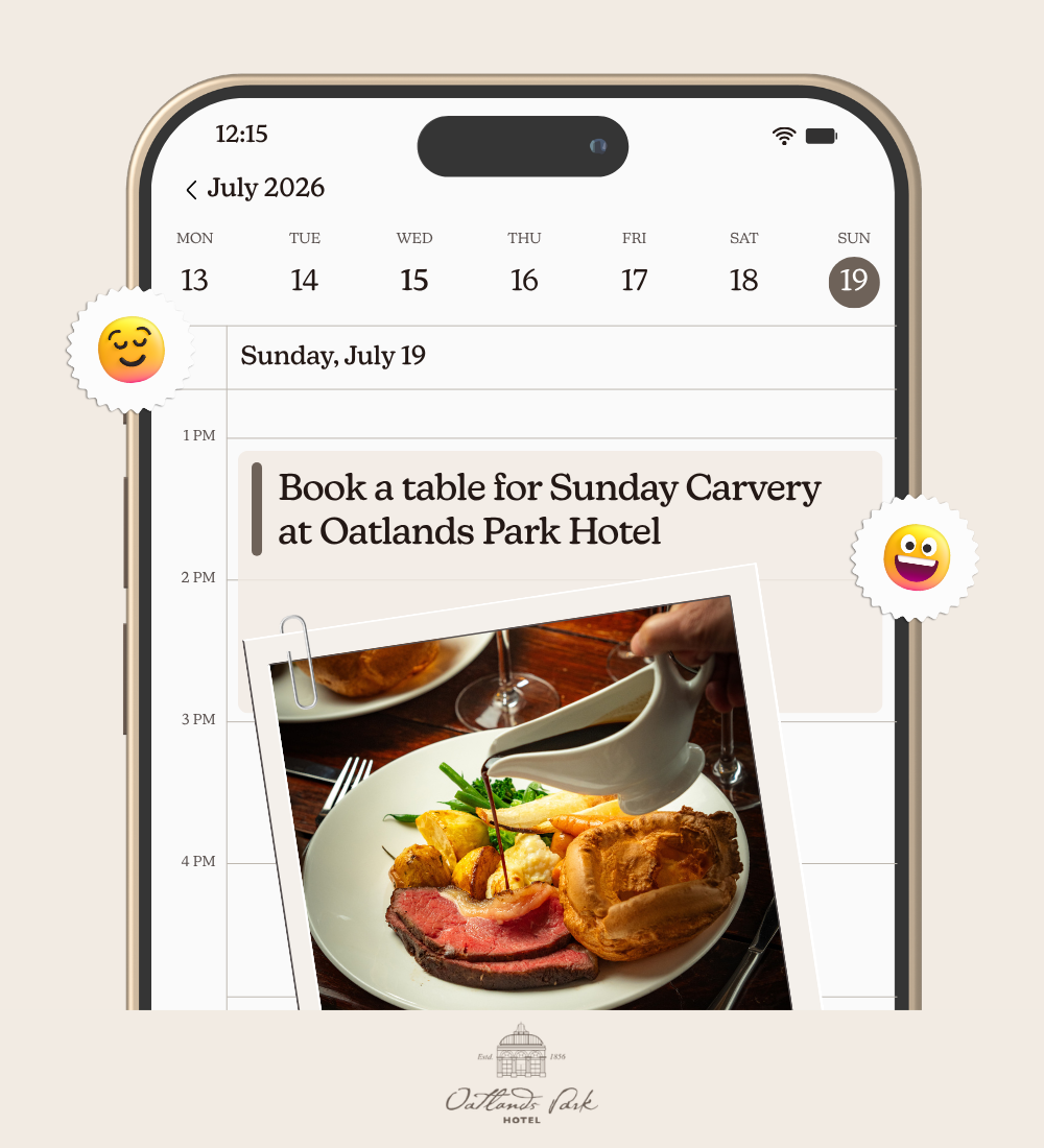 Oatlands Park Hotel Sunday carvery social media creative